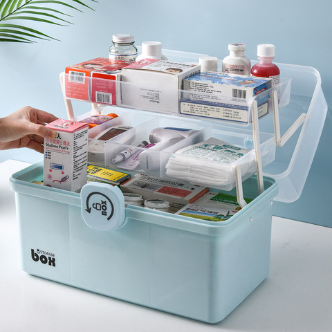 Caja de almacenamiento de plástico para medicina, organizador multifuncional, portátil, Kit de emergencia familiar ► Foto 1/5