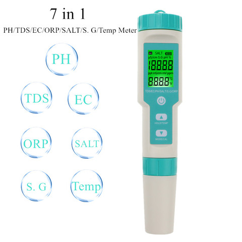 COM-600 7 en 1TDS/EC/PH/sal/S. Medidor de calidad del agua, medidor de PH IP67, comida bebida, agua, acuarios, 40% de descuento, G/ORP/Temp ► Foto 1/6