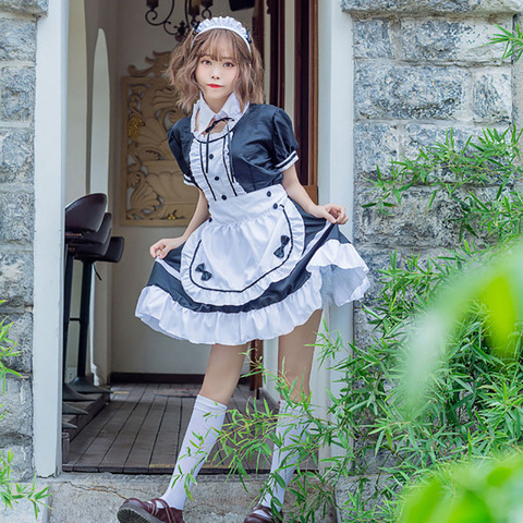 Adorable Vestido de Lolita francés criada camarero traje de las mujeres Sexy Mini vestido lindo Ouji traje Halloween disfraz para niñas de talla grande ► Foto 1/6