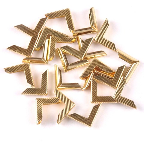 Rayas de oro esquinas de Metal para libros Scrapbooking álbumes menús manualidades DIY 50 Uds 17x17x3mm CP2390 ► Foto 1/6