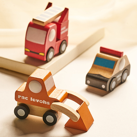 Mini coche de madera Montessori para niños, juguete educativo de madera con modelos de camionetas y aviones, vehículo colorido, regalo de decoración ► Foto 1/6