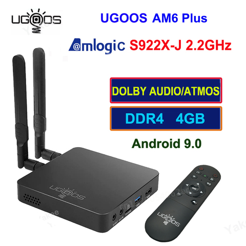 UGOOS-reproductor multimedia AM6 PLUS, dispositivo de TV inteligente, Android 9,0, Amlogic S922X-J, 2,2 GHz, 4GB, 32GB, WiFi, Bluetooth, 4K, Dolby ► Foto 1/6