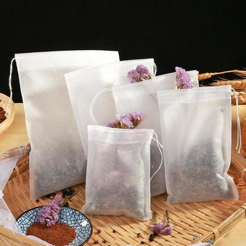 Bolsa de té con cordón no tejido, herramienta de filtro con sello, suministros de hierbas aromáticas, bolsas de té con cuerda, papel de filtro, 50/100 Uds. ► Foto 1/6