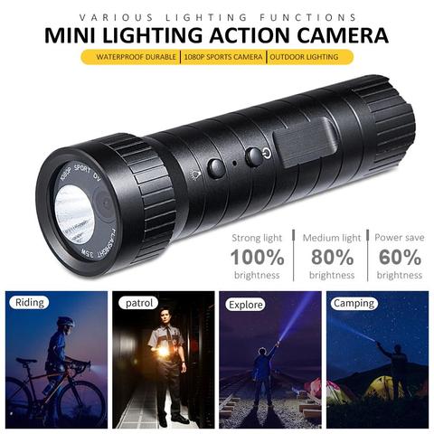 Super Mini portátil de iluminación Cámara de Acción impermeable Durable 1080P casco cámara de deportes linterna de grabación en bucle Webcam ► Foto 1/6