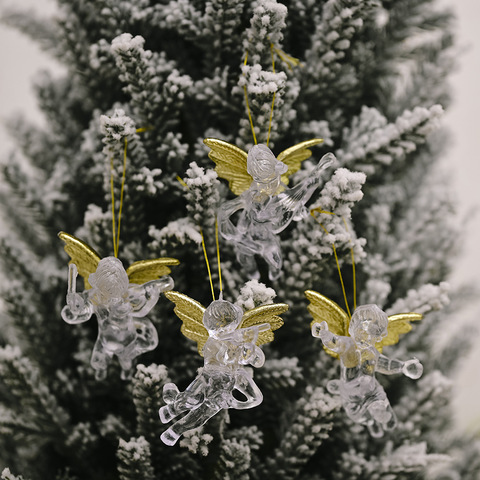 Árbol de Navidad colgante transparente Angel decoración para la casa de Navidad adorno de fiesta para boda de plástico colgantes niños regalos 4 unids/pack ► Foto 1/6