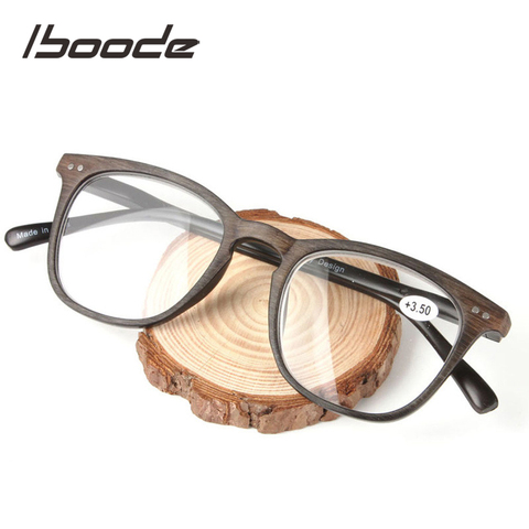 Iboode-gafas de lectura Retro Para hombre y mujer, anteojos de lectura con montura negra de madera, graduadas + 1,0 1,5 2,0 2,5 3,0 3,5 4,0 ► Foto 1/6