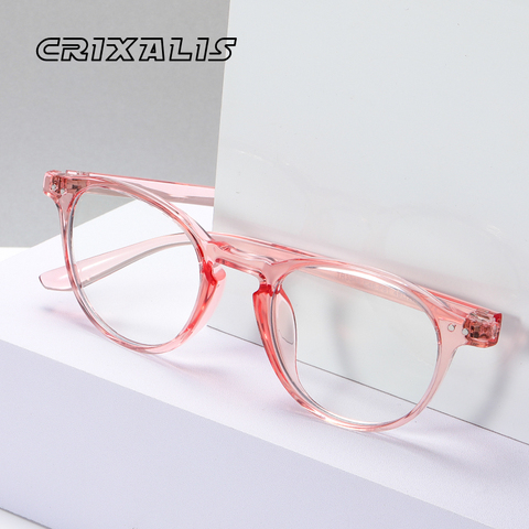 CRIXALIS-gafas redondas de ordenador para hombre y mujer, montura de prescripción Flexible, transparentes, con bloqueo de luz azul, color rosa ► Foto 1/1