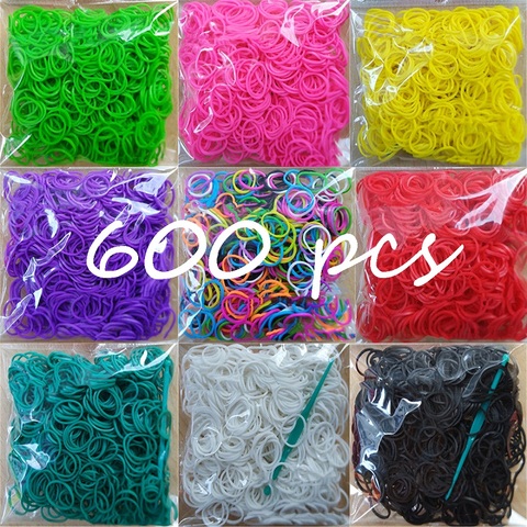 600 elástico diferentes colores de caucho telar bandas pulsera niños caseras pulsera DIY para Loom pulsera pulseras para las mujeres ► Foto 1/6