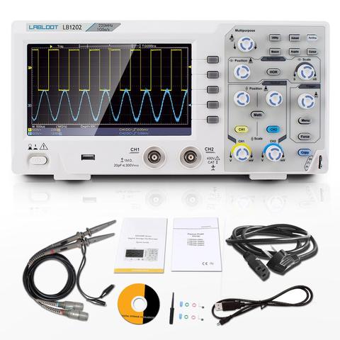 LABLOOT-osciloscopio de almacenamiento Digital LB1202, 2 canales, ancho de banda de 220Mhz, de 7 pulgadas Pantalla LCD portátil, USB ► Foto 1/6