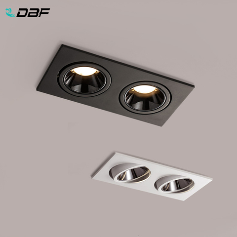 DBF-Foco de techo de luz LED COB cuadrado, doble cabezal, antideslumbrante, empotrado, 14W, 24W, cocina, sala de estar, interior, 2022 ► Foto 1/6