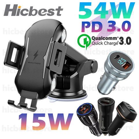 Cargador inalámbrico para coche, soporte de teléfono de inducción de 15W para Samsung S20 Ultra Note 20 Note10 S10, iPhone 12 SE 11 8 ► Foto 1/6