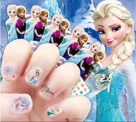 Niñas princesa congelados elsa y Anna pegatinas de uñas Disney nieve Sophia blanco Mickey Minnie niños maquillaje Juguetes ► Foto 1/6