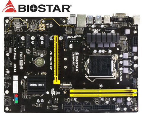 Biostar-placa base para minería original, TB250-BTC, DDR4, LGA, 1151, 32GB, 6 PCI-E, B250 ► Foto 1/3