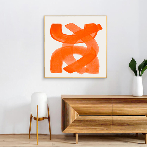 Cuadro de lienzo abstracto moderno para decoración del hogar, pintura de pincel naranja, edredón, arte de pared, póster y estampado pintura para sala de estar ► Foto 1/5