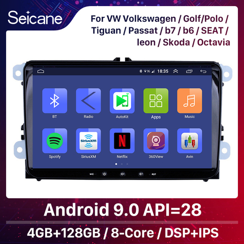 Seicane 2Din del coche de Android 9,0 reproductor Multimedia para VW/Volkswagen/Golf/Polo/Tiguan/Passat/b7/b6/asiento/leon/Skoda/Octavia Radio GPS ► Foto 1/6