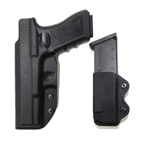 Funda táctica para pistola WB Kydex Glock 17, 31, 43, 43x, funda oculta para pistola Airsoft con bolsa para revista de 9mm, funda Beltclip ► Foto 1/6