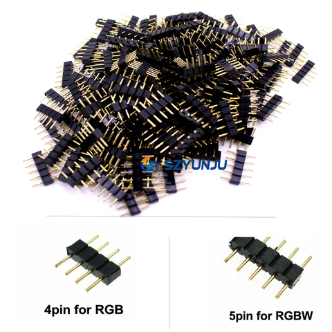 Conector macho de 4 pines RGB / 5 pines RGBW para RGB/RGBW conector hembra 5050 tira LED RGB iluminación led de un solo Color ► Foto 1/5