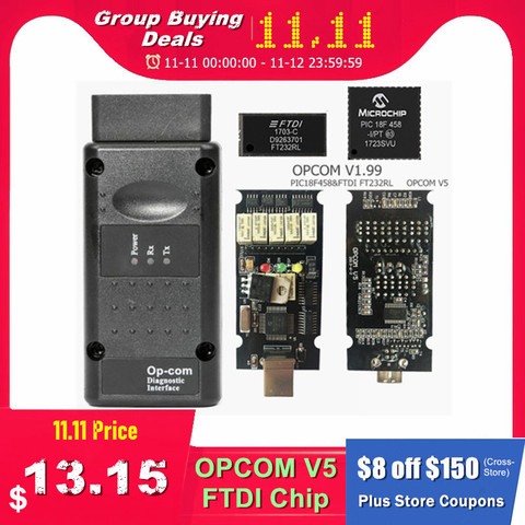 El último firmware OPCOM 1,99, 1,95, 1,78, 1,70, 1,65 OBD2 CAN-BUS lector de código para Opel OP COM OP-COM de diagnóstico PIC18F458 Chip FTDI ► Foto 1/6