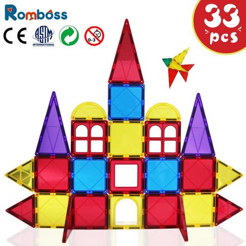 Romboss-grandes bloques de construcción magnéticos 3D, juegos de construcción, diseñador de imanes, juguetes educativos, azulejos magnéticos para niños, regalo ► Foto 1/6