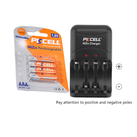 Pilas recargables PKCELL aaa NIZN, 900mwh, 1,6 v, cargador de baterías zn y nizn para 2 a 4 uds, AA o AAA ► Foto 1/6