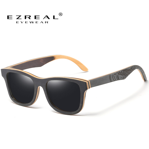 EZREAL, diseñador de marca, gafas de sol de madera nuevo hombres polarizados de skate negro gafas de sol de madera gafas Vintage Retro Dropshipping. Exclusivo. ► Foto 1/6