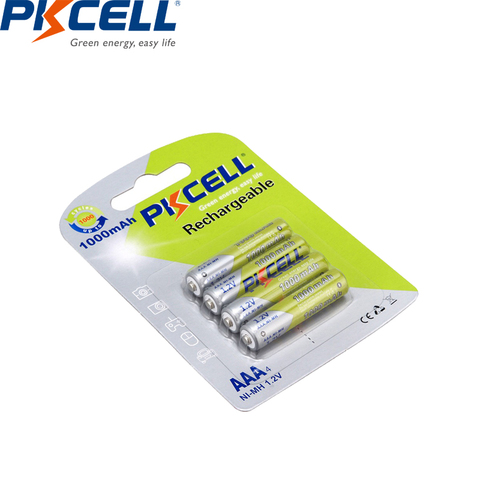 4PC PKCELL AAA batería 3A 1000MAH 1,2 v Ni-MH AAA batería aaa baterías recargables de 1000 bicicletas times para la linterna ► Foto 1/5