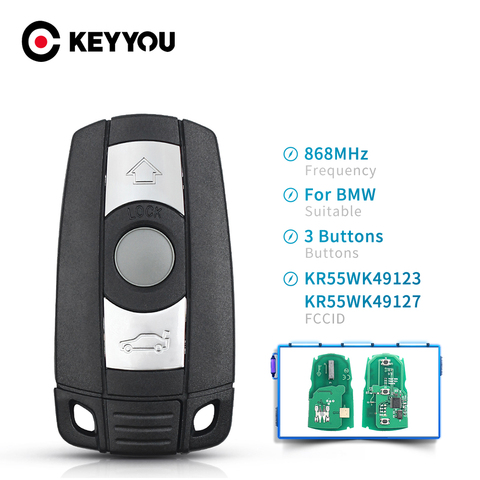 KEYYOU de reemplazo 868MHz 3 botones de Control coche llave de mando a distancia inteligente KR55WK49123 para BMW E60 E61 E70 E71 E72 E81 E82 E87 E88 ► Foto 1/6