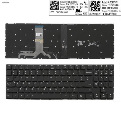 Nueva teclado para Lenovo legión Y530-15ICH Y7000P-1060 Y540-15IRH Y7000-2022 Y540-17IRH Y540-17IRH-PG0 retroiluminación blanca de cristal ► Foto 1/5