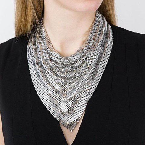 MANILAI-Collar de Metal brillante con forma de rebanada para mujer, Gargantilla, estilo bohemio, Maxi, CE4404 ► Foto 1/6