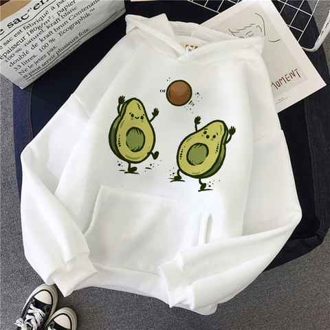 Aguacate sudaderas con capucha de moda pequeño fresco 90s las mujeres veganas Kawaii dibujos animados linda de Harajuku sudaderas cálido mujer Ullzang sudadera con gráfico ► Foto 1/6