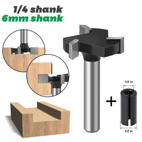 Broca de enrutador de superficie de Spoilboard, diámetro de corte de 1 pulgada, adaptador de losa, enrutador de aplanamiento, broca de cepillado de madera, 1/4 pulgadas, 6mm ► Foto 1/6