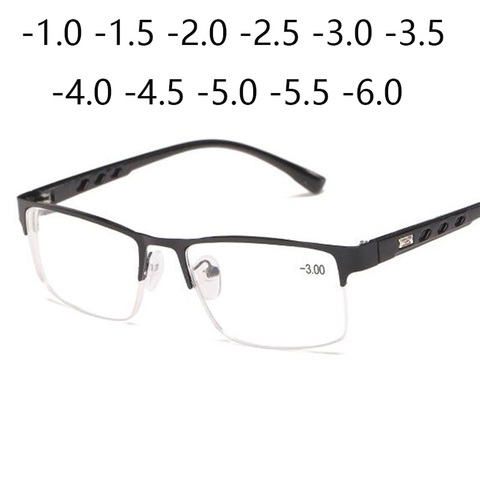 Gafas graduadas para miopía para hombre y mujer, 1-1,5-2-2,5-3-3,5-4-4,5-5, marco de Metal completo, ultraligero, estudiantes, cortas ► Foto 1/6