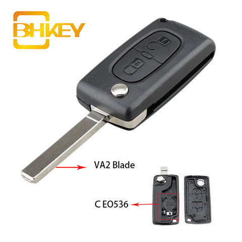 BHKEY remoto llave de coche flip para peugeot 207, 307, 308, 407, 607, 807/2/3/4 botones HU83/VA2 para Citroen C2 C3 C4 C5 C6 de la llave del coche ► Foto 1/6