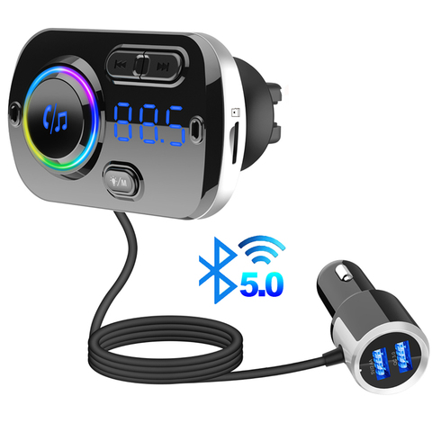 FLAC música coche MP3 reproductor de Audio de 3,5mm AUX recibidor compatible con TF flash jugar Bluetooth 5,0 inalámbrico de FM MODULADOR ► Foto 1/6