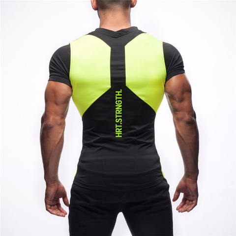 Camiseta ajustada para hombre, camiseta de secado rápido, camiseta muy elástica, camiseta de manga corta para Fitness, Top informal para gimnasio ► Foto 1/6