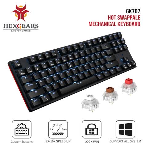 HEXGEARS GK707 87 clave jugador Teclado mecánico Kailh caja de interruptor de intercambio en caliente Anti fantasma blanco LOL teclado de juego para PC /Mac/vuelta ► Foto 1/6