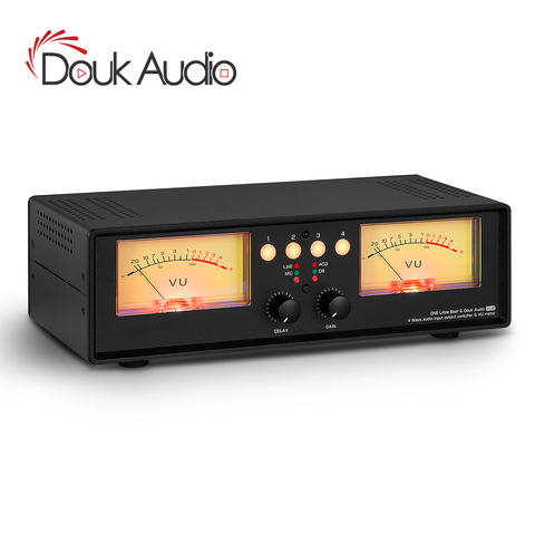 Douk Audio 4 en 1-OUT MIC + línea analógica, Medidor de VU Dual, Panel DB, Retro, indicador de nivel de sonido, caja divisora de Audio ► Foto 1/6