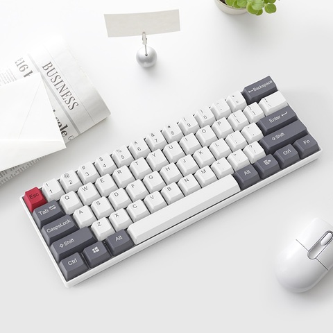 Miniteclado mecánico portátil 60% con tapa de tecla PBT, inalámbrico, bluetooth, azul, marrón, negro, rojo, teclado desmontable para videojuegos ► Foto 1/6