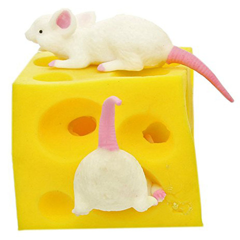Ratón y queso de juguete Sloth Hide and Seek Stress Relief Toy 2 figuras blandas y bloques de queso Stressbusting Fidget Toys ► Foto 1/6