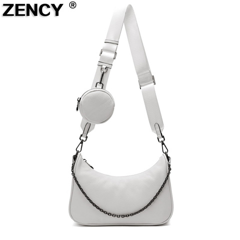 ZENCY Top pequeño calidad 100% cuero de vaca auténtico mujeres hombro bolso de la señora chica de piel de becerro suave de piel de vaca de bandoleras cruzadas ► Foto 1/6