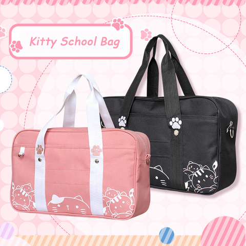 Kawaii japonés estilo gato JK uniforme bolso de la lona de las mujeres animé Lolita Cosplay niñas de la escuela bandolera mensajero ► Foto 1/4