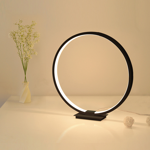 Lámpara de escritorio acrílica Simple Circular Lámpara de Mesa táctil moderna LED para sala de estar, luz de noche para dormitorio, lámpara de noche regulable ► Foto 1/6