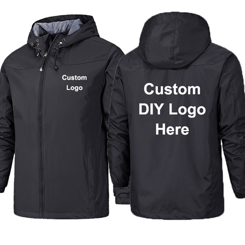 Chaqueta con diseño de logotipo personalizado para hombre y mujer, abrigo de DIY estampado con cremallera a prueba de viento, impermeable, para exteriores, Unisex, primavera y otoño ► Foto 1/6