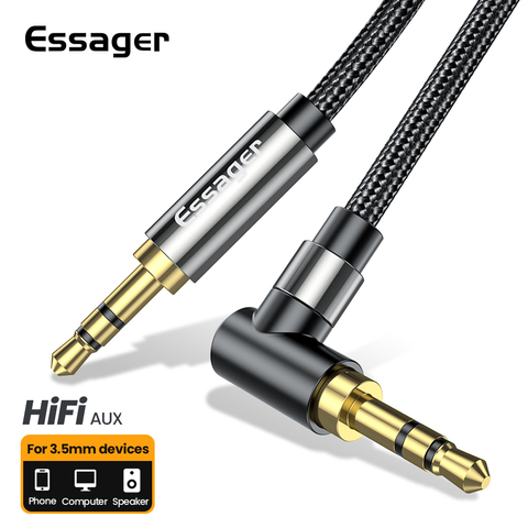 Essager-Cable de extensión auxiliar de 3,5mm, adaptador de Audio macho a macho, Línea alámbrica de altavoz de 3,5mm para Samsung, Xiaomi, auriculares, ordenador portátil ► Foto 1/6