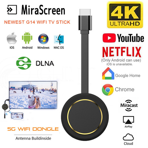 G14 Tv Stick Miracast 5G inalámbrica pantalla Wifi inalámbrico Mirascreen Hdmi Dongle Ezcast 4K para Youtube Google Chromecast ► Foto 1/6