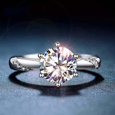 Anillo de moissanita de Plata de Ley 925 clásico 1ct IJ color laboratorio diamante joyería estilo Simple anillo de aniversario ► Foto 1/4