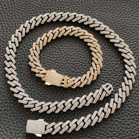 Cadena de eslabones cubanos de rombos ostentosos de acero inoxidable de 316L de 12mm de ancho, gargantillas para hombres, joyería de rapero de Hip Hop ► Foto 1/6