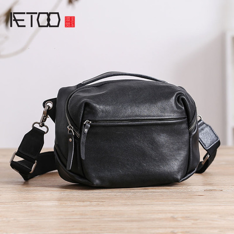 AETOO-Bolso de hombro de cuero para hombre, bolsa informal inclinada de gran capacidad, para la cabeza de piel, con personalidad ► Foto 1/6