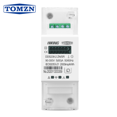 Medidor de energía monofásico multifunción, carril Din, 90-300V, Kwh, MODBUS-RUT vatios, control remoto de encendido/apagado por Rs485, 65A ► Foto 1/1