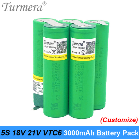 Turmera-5s de batería de 18v, 21v, 18650 vtc6, batería de soldadura de 3000mah para aspiradora y destornillador, batería personalizada OC ► Foto 1/5